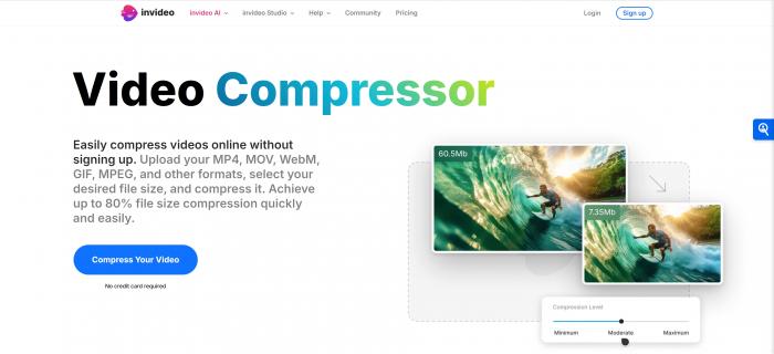 Invideo AI online video compressor